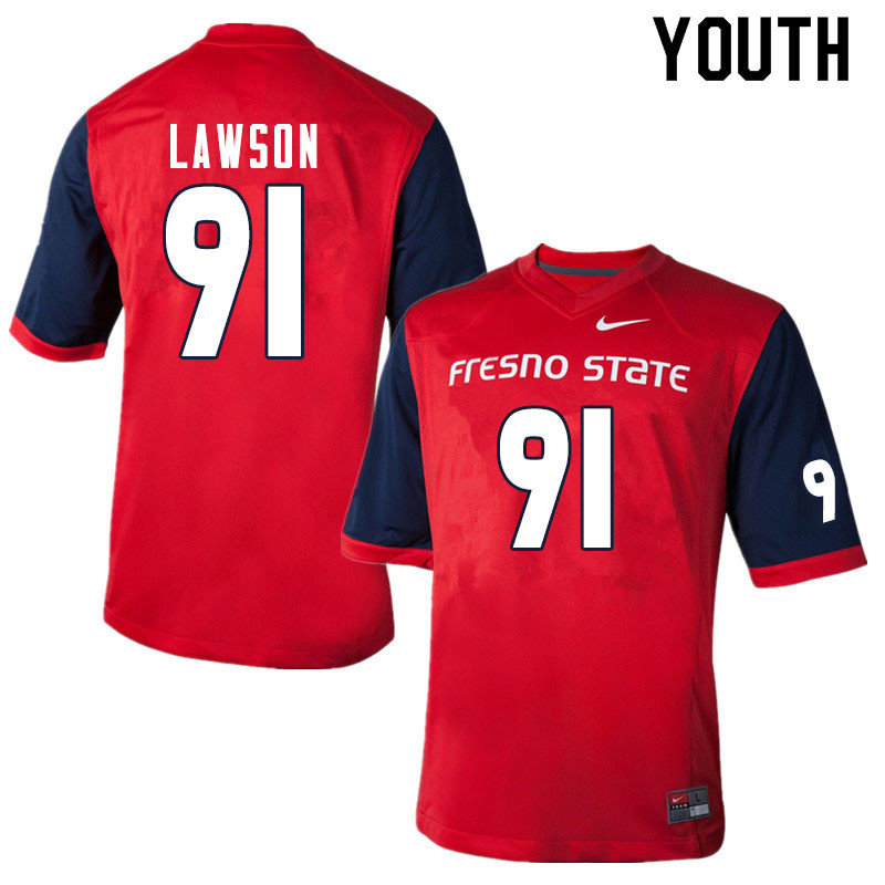 Youth #91 Matt Lawson Fresno State Bulldogs College Football Jerseys Sale-Red - Click Image to Close